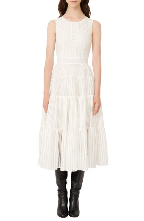Maje Sleeveless A Line Sleeveless White Midi Dress We Select Dresses