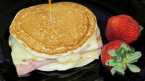 Grilled Pancake Ham And Cheese With Strawberries From The Flickr