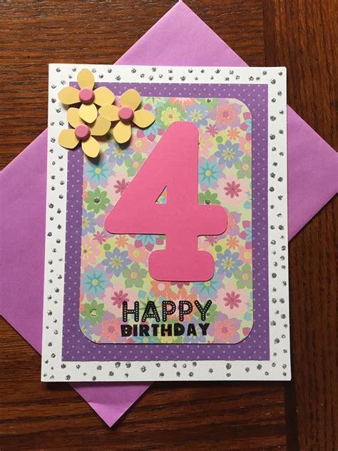 Little Girl 4th Birthday Card Card Making Birthday Girl Birthday