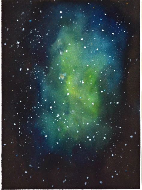 Galaxy Original Watercolor Painting Nebula Artwork Universe Etsy
