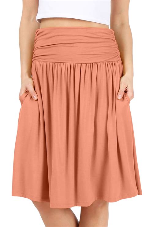 Simlu Womens Regular And Plus Size Skirt With Pockets Knee Length