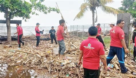 Nusabali Com Sampah Kiriman Banjir Menumpuk Di Sepanjang Pantai