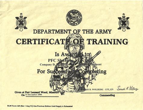Shannons Us Army Training Certificate By Shannonkaiser On Deviantart