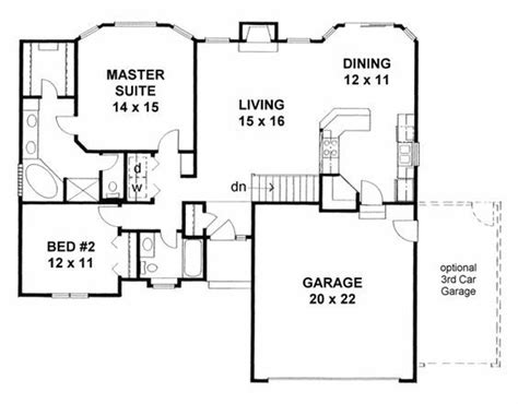 Small 3 bedroom house plans with garage. Traditional Style House Plan 62610 with 2 Bed , 2 Bath , 2 ...