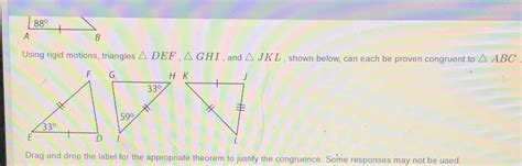 Solved 880 A B F Using Rigid Motions Triangles A Def A Ghi And A