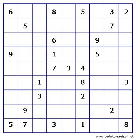 Sudoku sehr schwer Online & zum Ausdrucken | Sudoku-Raetsel.net