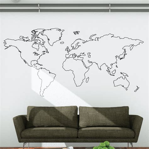 World Map Outline Wall Decal Wallboss Wall Stickers Wall Art