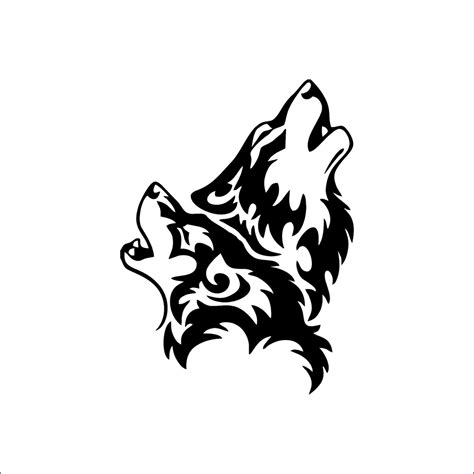 Tribal Wolves Car Decal Wolf Head Sticker Howling Wolves Etsy