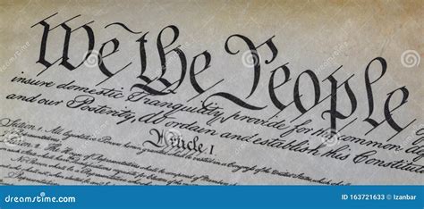 We The People Usa Constitution Detail Stock Image Image Of American