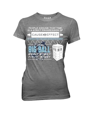 Welcome to /r/doctorwho, a subreddit all about doctor who and its related media. Doctor Who T-Shirt, Womens Dr Who Wibbly Wobbly Quote Grey Heather | The Movie Shop