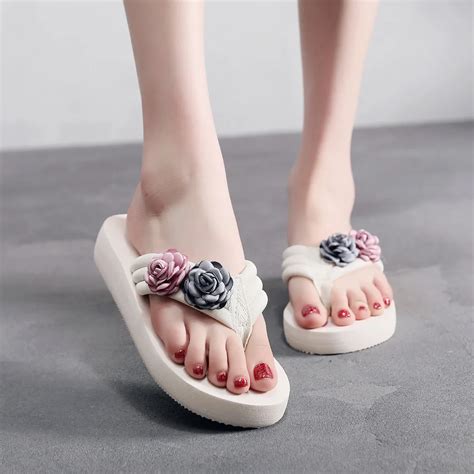 2019 women beach flip flops flower boho sandals women summer slippers casual shoes cake female
