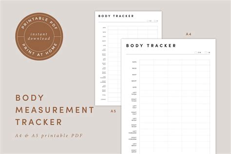 Printable Body Tracker A A Printable Body Measurement Etsy Uk