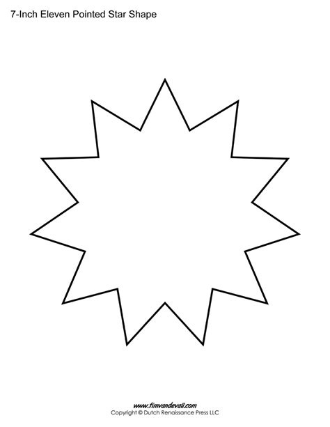 Free Eleven Pointed Star Templates Blank Shape Printables