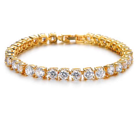 Fashion Jewelry Wholesale 24 Karat Gold Plated Zircon Bracelet Jewelry