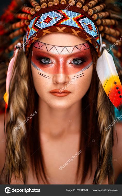 Indian Face Painting Designs Native Indian American Headdress Face