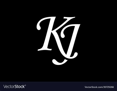 initial monogram letter k j logo design template vector image