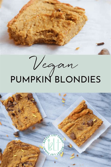 Chocolate Chip Vegan Pumpkin Blondies
