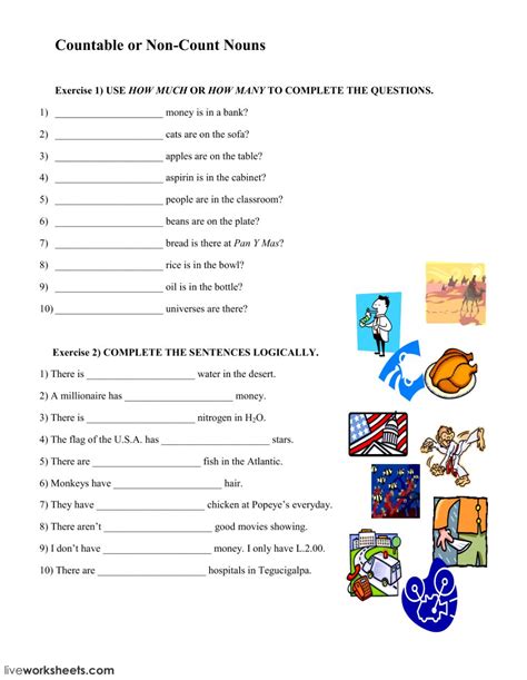 Countable Uncountable Nouns Interactive Worksheet Countable
