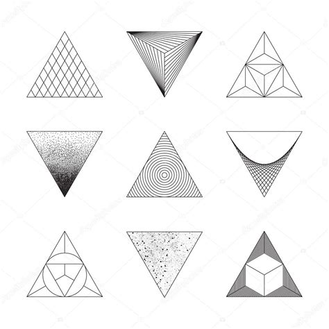 Set Of Triangles Design Elements Line Design Stock Vector Image By