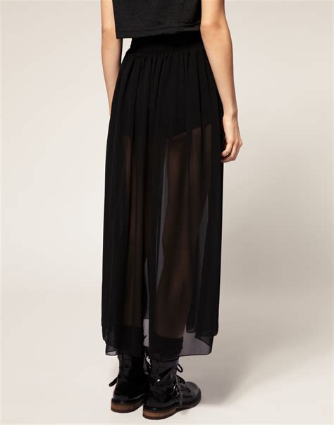 Lyst American Apparel Sheer Maxi Skirt In Black