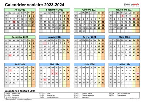 Calendrier Scolaire 2023 2024 Excel Word Et Pdf Calendarpedia