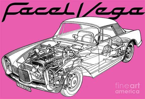France Facel Vega Facellia Cutaway Car Art Drawing By Vladyslav
