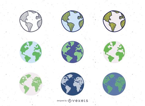 9 Vector Globes Set Vector Download