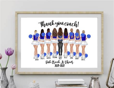 A Group Of Women In Cheerleader Outfits With The Words Thank You Coach
