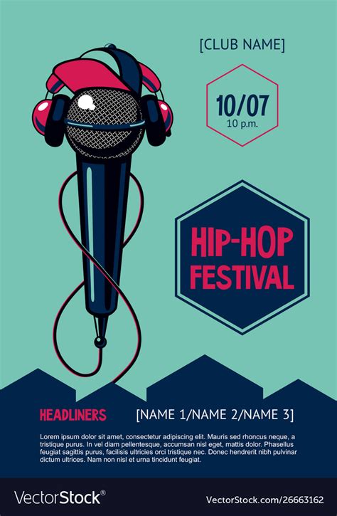 Hip Hop Party Poster With Microphone Rap Festival Vector Image