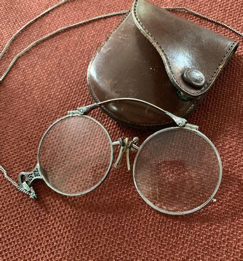 Antique Folding Pince Nez Eyeglasses 1800s Collectible Silvertone
