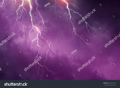 Lightning Thunder Cloud Dark Cloudy Sky Stock Photo 1862901970