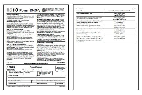 2018 1040 V Form And Instructions 1040v 2021 Tax Forms 1040 Printable