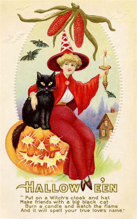 Ancienne Carte Postale Halloween Vintage Photo Stock Libre Public