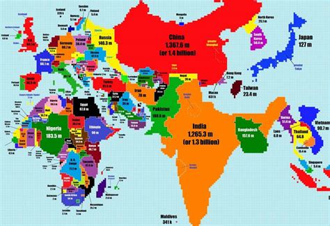 World Countries Scaled By Population Wordlesstech