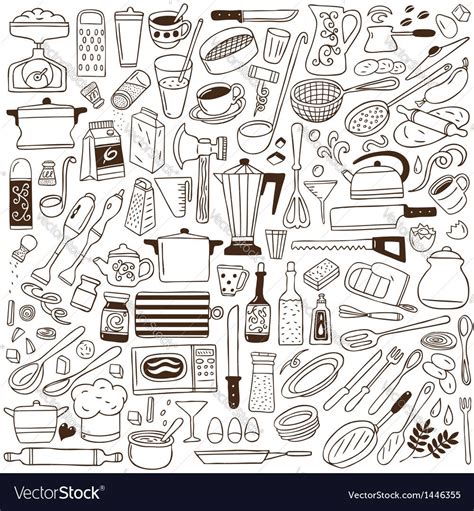 Doodle Wall Doodle Drawings Kitchen Tools Drawing Adobe Illustrator