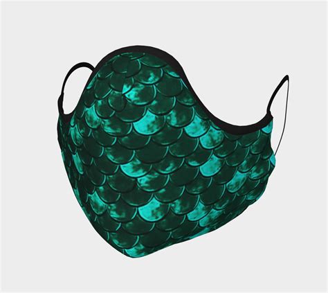 Mermaid Mask Face Mask Face Covering Green Mermaid Scale Mask Etsy