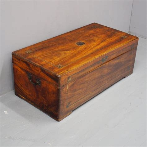 William Iv Brass Inlaid Travelling Trunk Antique Trunk Wooden Trunks