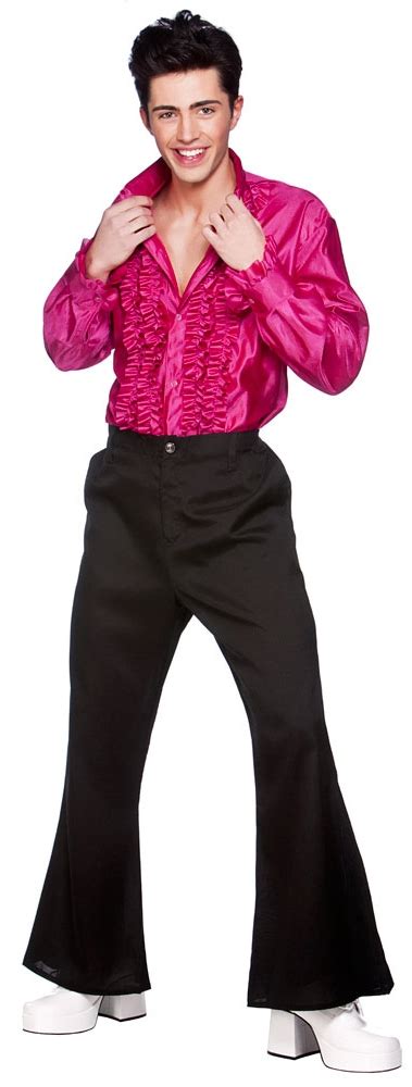 mens pink disco ruffle shirt 1960 s and 1970 s costumes mega fancy dress