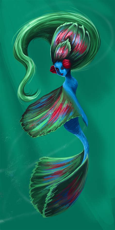 Half Moon Betta Mermaid 2015 By Kimothys Creations Digital
