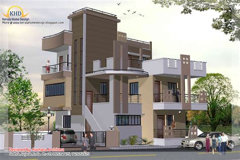 3 Story House Plan and Elevation - 2670 Sq. Ft. - Kerala ...
