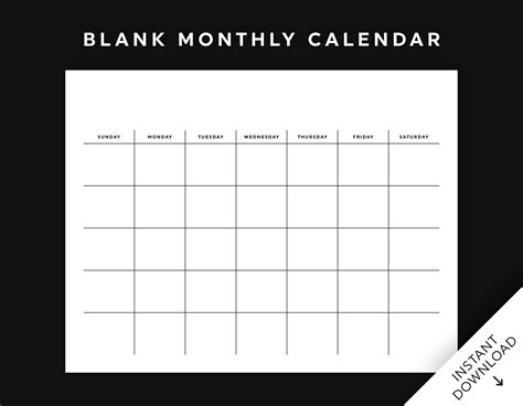 2 Page Blank Monthly Calendar Printable Two Page Month Etsy Blank