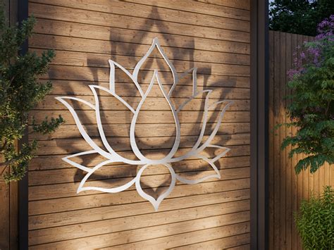Metal art has a certain luster to it that you can't find anywhere else. Lotus Flower Large Outdoor Metal Wall Art, Garden ...
