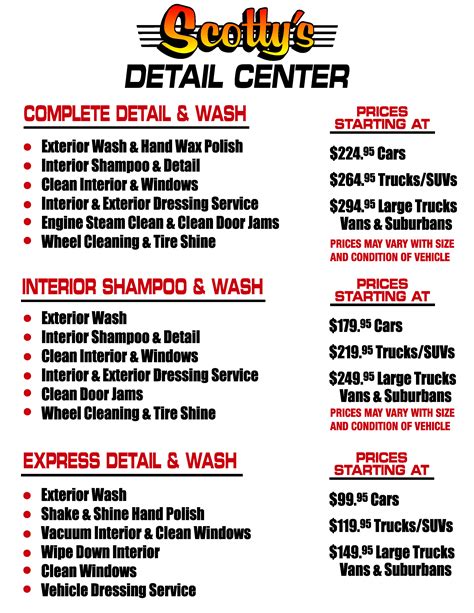 Mister car wash detail prices are listed in the article. Detail & Car Wash | Scotty's Complete Car Care Center