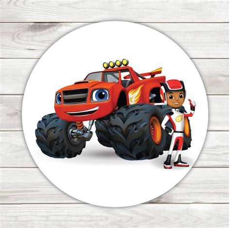 Personalized Blaze And The Monster Machines Round Stickers Etsy