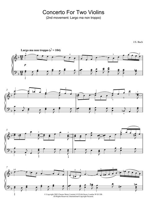 Johann Sebastian Bach Concerto For Two Violins 2nd Movement Largo Ma