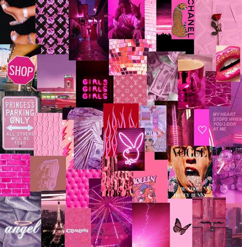 Wallpaper for laptop eiffel tower. Neon Pink Colors Wall Collage Kit | Wall collage, Picture ...