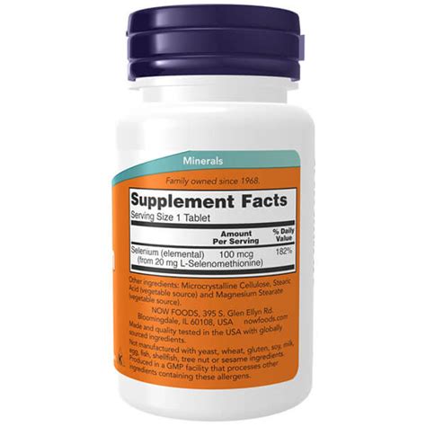 Now Foods Selenium 100 Mcg 250 Tablets Essential Mineral