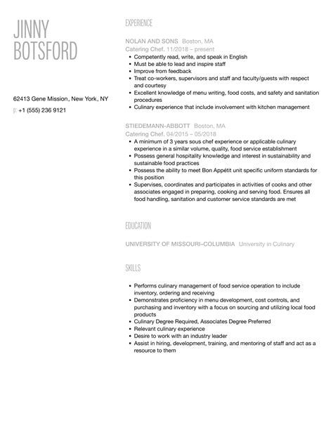 Catering Chef Resume Samples Velvet Jobs