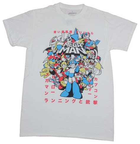 Mega Man Capcom Mens T Shirt Giant Japanese Cast Of Characters Thumbs