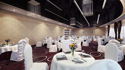 3d Banquet Hall Interior Design Abstract Drawingillustration By Kcl